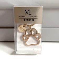 Pet Paw Keychain Modern Expressions Dog Cat Mom - Gold Furrever Friends New