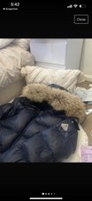 Pyrenex Navy Padded Coat With Fur