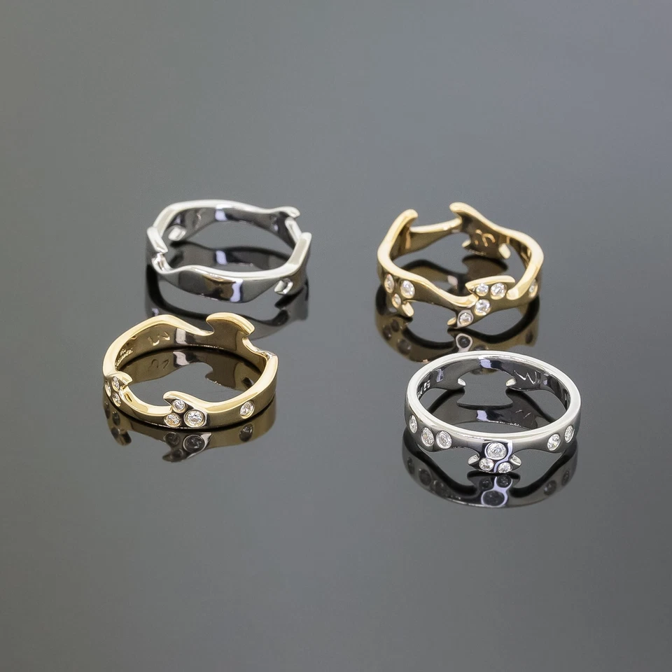 Anillo rompecabezas de diamantes Georg Jensen fusión tamaño 6 (euro 52) oro amarillo y blanco de 18 quilates Foto 4 de 4