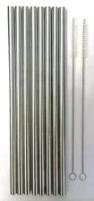 8 Wide Stainless Steel Drinking Straws, Straight Smoothie 8.5" long 5/16" width