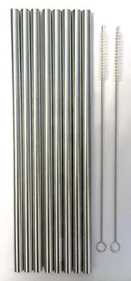 COCOSTRAW 8 Wide Stainless Steel Drinking Straws, Straight Smoothie 8.5" long 5/16" width