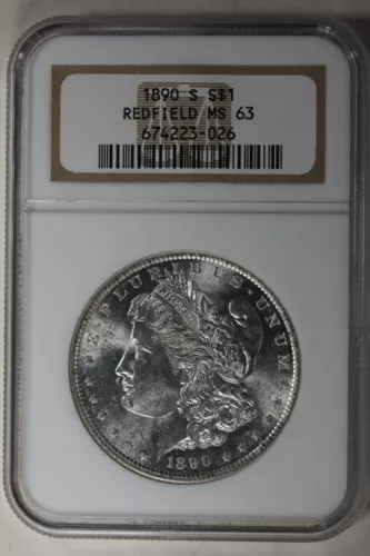 1890-S 1.00  NGC  MS63 REDFIELD  Morgan Silver Dollar, Miss Liberty Head Dollar