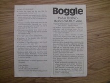 Boggle Game Instruction booklet from 1977 