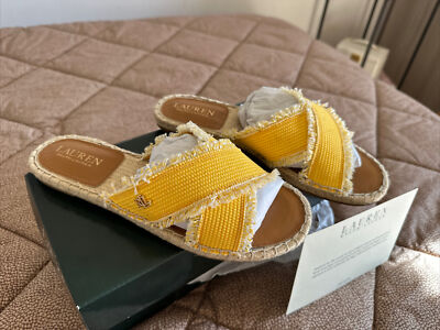 lauren ralph lauren ciabatte sandali tela giallo 37 donna primaver