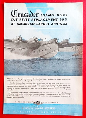 AMERICAN EXPORT AIRLINES AD VOUGHT-SIKORSKY VS-44 Flying Boat Vintage Ad
