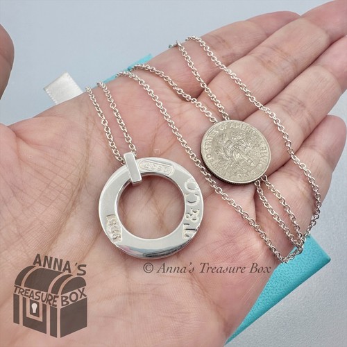 Tiffany & Co. 925 Silver 1837 LARGE Circle Round Pendant 18" Necklace (pouch) - Picture 6 of 7