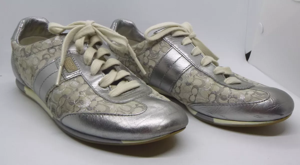 Coach Joss Silver Metallic Women Shoes Sneakers Tennis Shoes sz 6.5