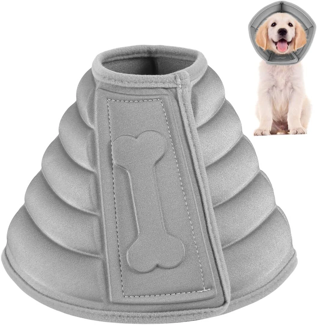 Pet Recovery Protective Collar Adjustable Anti-Bite Dog Cone + Feeding Kit SizeM