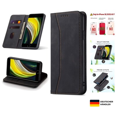 Handyhülle  Flip mit Kartenfächern für iPhone SE 2022, 2020, 8, 7   Stoßfest,...