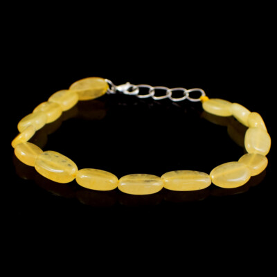 Ovale Form 56,00 kt natürliches 7 Zoll langes gelbes Aventurin Perlen Armband NK 27E107