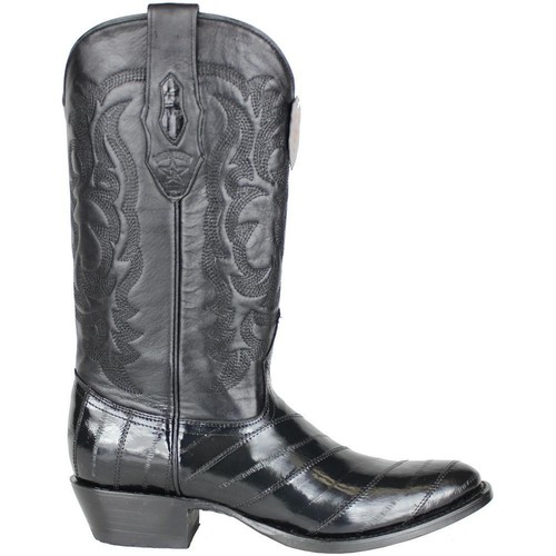 LOS ALTOS MEN BLACK GENUINE EEL ROUND TOE WESTERN COWBOY BOOT D WIDTH 650805 - Picture 2 of 3