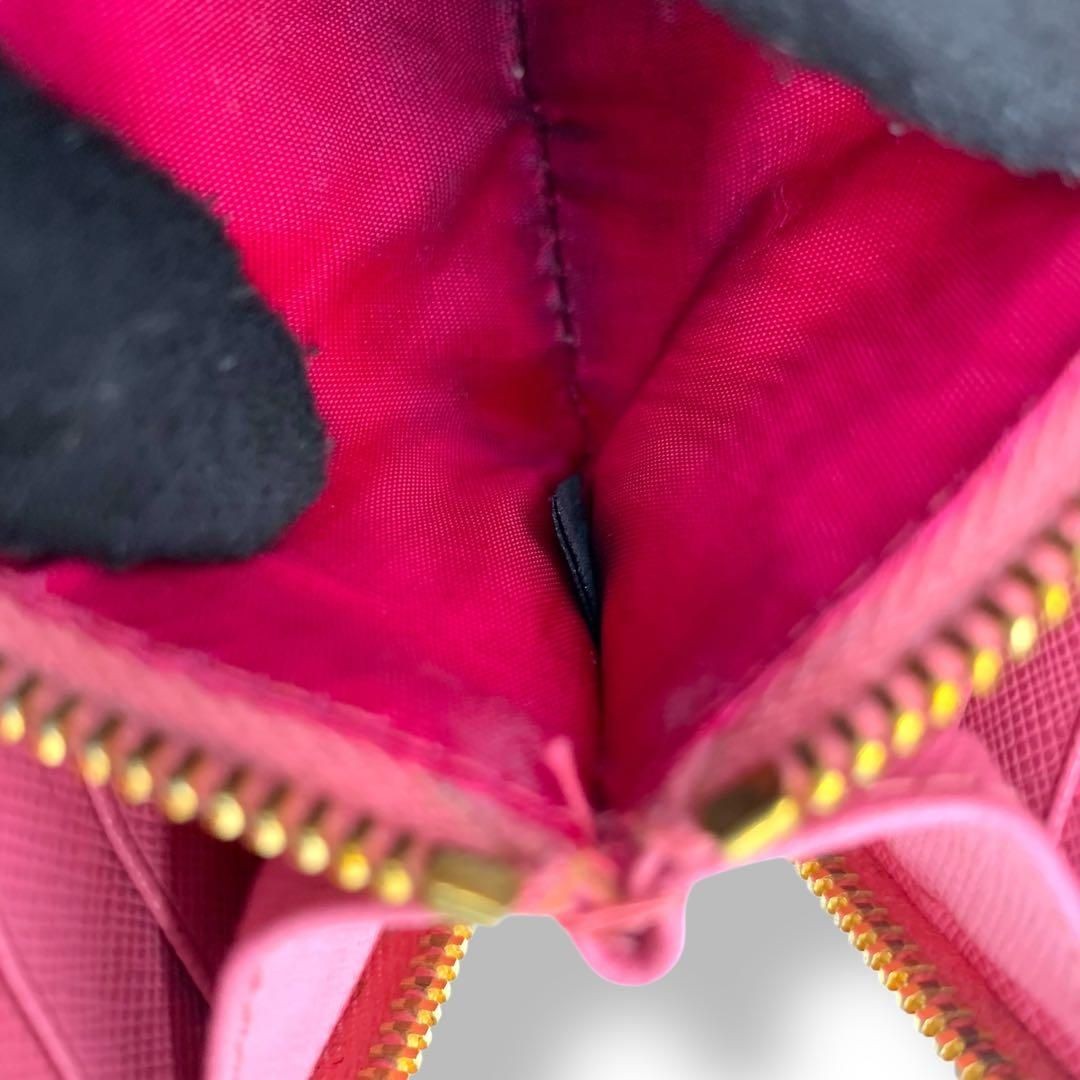 PRADA Long Wallet Round Zipper Quilted Logo Plate Pink x Gold from japan thumbnail 11