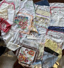 Vintage Ladies Hankies Lot Of 35 Various Colorful Flowers CRAFTS SEW CROCHET