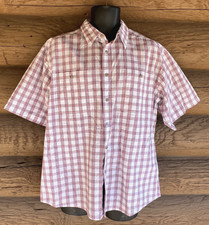 Wrangler Rugged Wear Mens Shirt Short Sleeve Red Plaid Cotton Button Down XL