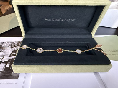 Van Cleef & Arpels Glücksfeder Armband 5 Motive 18K RG Roségold UVP 5.050£ 