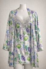 Vintage Victoria  s Secret Satin Robe Set M Floral Nightgown Peignoir 90s