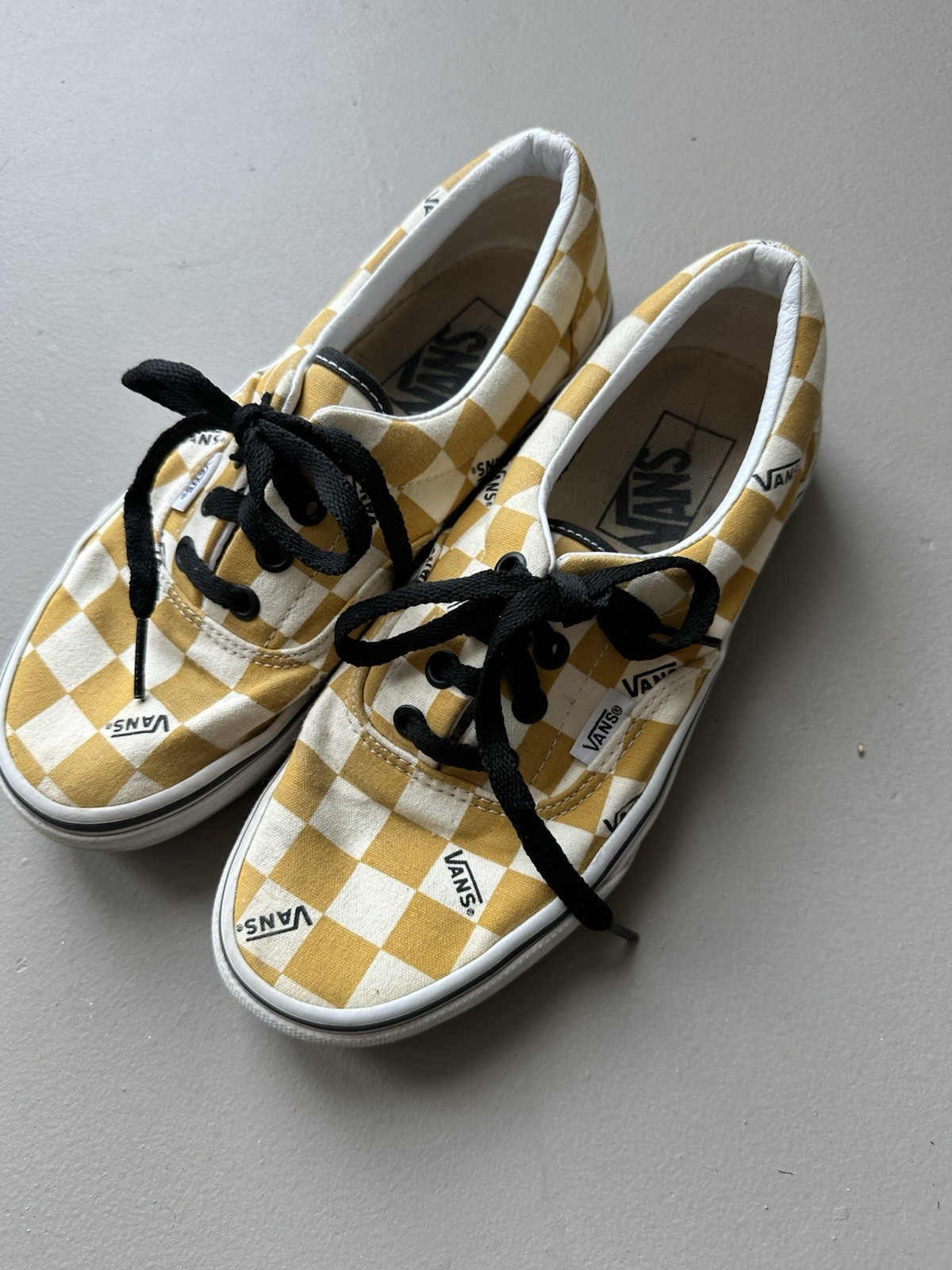 Vans Authentic Yellow Gingham Checkered Sneakers … - image 1