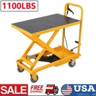 Hydraulic Lift Table Cart 1100 lbs Manual Single Scissor Lift Table 33.5" Yellow