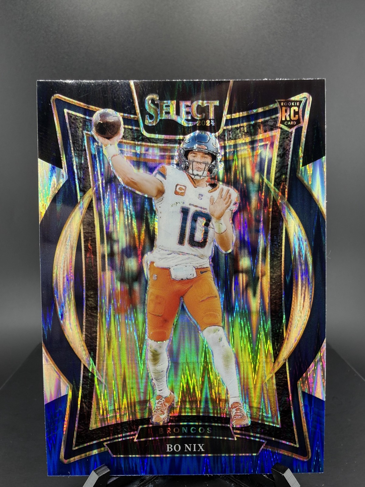 2024 Panini Select #30 Bo Nix Black & Blue Prizm Shock