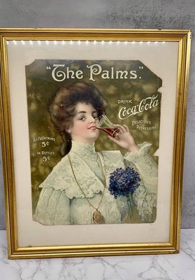 Authentic 1903-1905 Coca-Cola Poster Featuring Hilda Clark The Palms 14 x 18