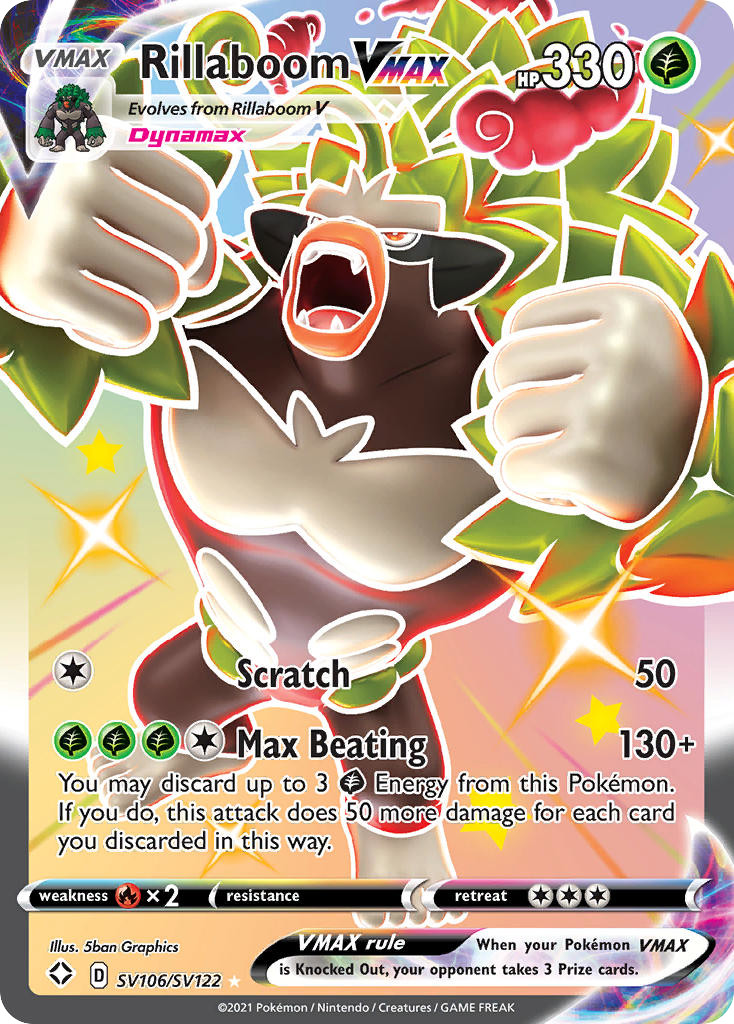 Rillaboom VMAX SV106/SV122 Holo VMAX Rare Shining Fates Shiny Vault Pokemon NM