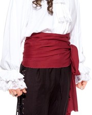 Halloween Waist Sash Belt Men  144, Red Linen Fabric, Unfinished Edge 