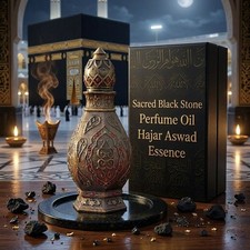 Aceite de Perfume Piedra Negra Sagrada, Hajar Aswad Attar, Aroma Oriental (Sin Alcohol)