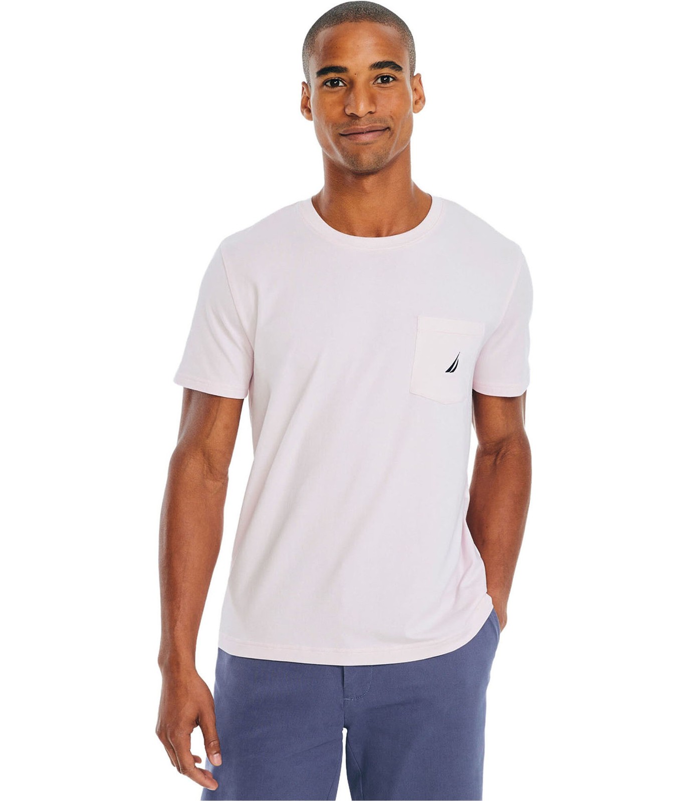 Nautica Mens Active Stretch Pocket Tee Basic T-Shirt, Pink, Large