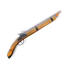 VINTAGE BLACK POWDER FLINTLOCK STYLE WOODEN TOY CAP GUN PISTOL MUSKET - 1940'S