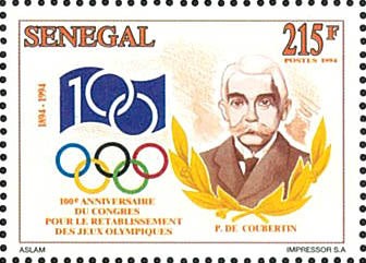 Senegal 1994 Imperf. Olympic-100th anniversary of the creation of the IOC- Coube - Picture 2 of 4