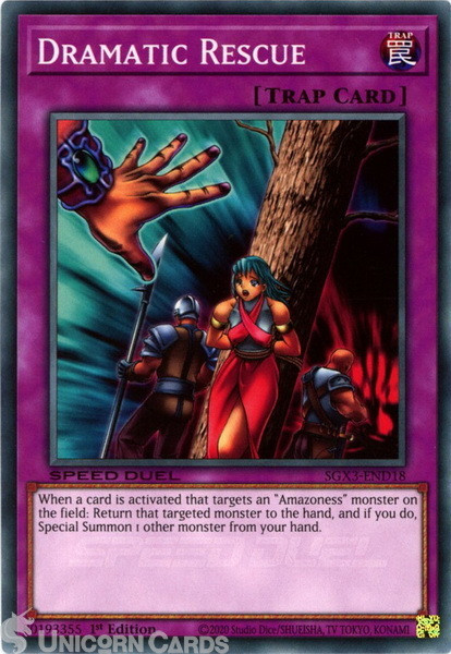 SGX3-END18 Dramatic Rescue :: Common 1st Edition Mint YuGiOh Card