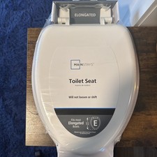 Mainstays Elongated Toilet Seat White Plastic 18.5 in Will Not Loosen or Shift