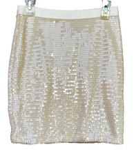 Cache Ivory Sequin Mini Skirt Sz 4 Y2K Party ...