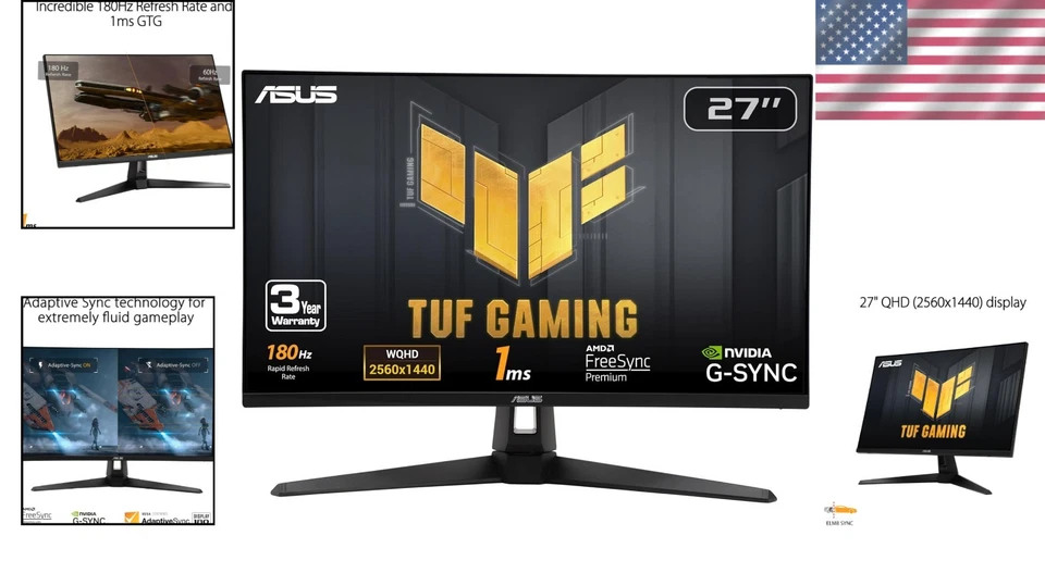 TUF Gaming 27” 1440P Monitor, 180Hz, 1ms - Image 2 of 4