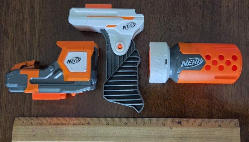 Nerf Modulus Stealth Upgrade Kit With 3 Parts Laser Sight Grip Silencer EXC Cond