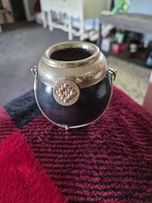 Yerba Mate Gourd Cup with Argentine Silver Coin Embellishment