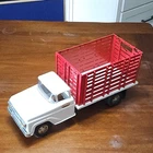 Tonka Toys White & Red Metal Stake Bed Truck Toy Vehicle, Metal Construction