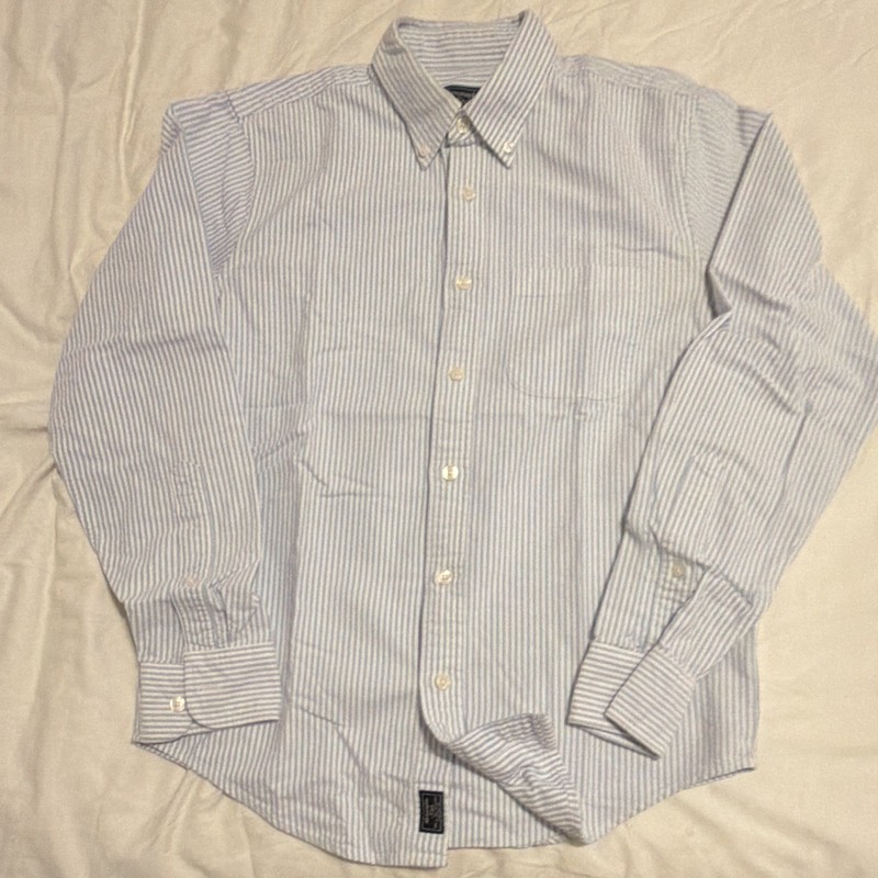 Abercrombie & Fitch Men's M Fitted Blue/White Striped Cotton Button-Down Shirt