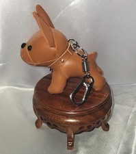 French Bulldog Bag Charm Keychain Luggage Color Faux Leather Studded Collar