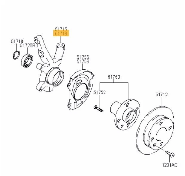 Achsschenkel Radnabe Rechts Hyundai Atos Prime 1.0i Bj 2000 MX 1988847 - Bild 4 von 4