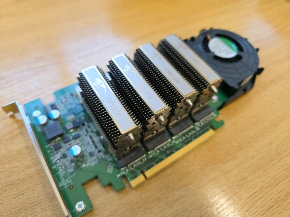 Dell Ultra-Speed Quad NVMe M.2 16X Card 6N9RH 4x500GB Heatpipe Heatsink Cooler - Image 1 of 4