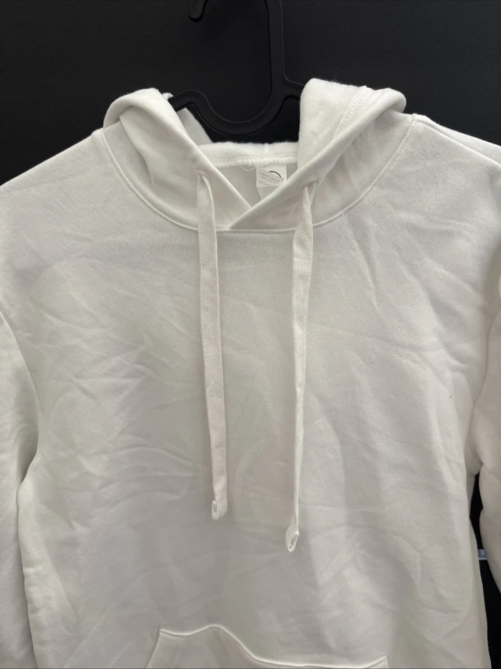 NUEVO Alternative Apparel Hombre Polar Cuello Redondo Sudadera con Capucha Blanca Foto 3 de 4