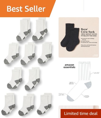 Kids’ Comfy Cotton Socks - 10 Pairs with Cushioned Soles & Ribbed Cuffs