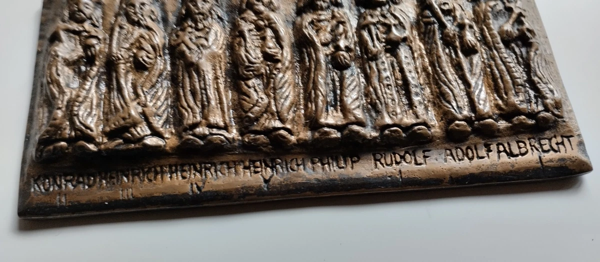 historische Platte Bronze Relief Plakette deutsche Kaiser König Kupfer Messing