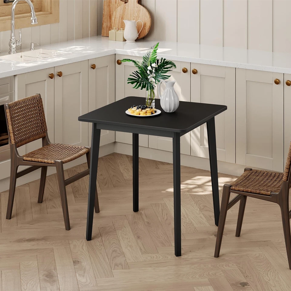 Mesa de Comedor de Bambú, Mesa de Comedor Cuadrada para 2, 27.6" Mesa de Cocina para Pequeños... Foto 4 de 4