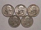 Lot of 5 Silver Washington Quarters