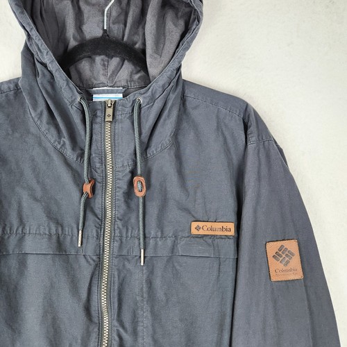 Columbia Jacket Mens Large Gray Full Zip Hooded Casual Utility Light Windbreaker - Picture 2 of 13
