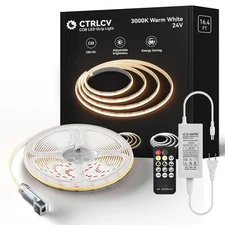 COB 24V LED Strip Light, Adjustable Brightness Strip Light, 16.4ft, CRI90+, D...