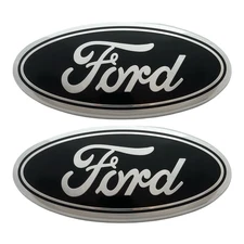 2pcs Black  Emblem Front Grille Badge + Rear Tailgate Logo  Ford