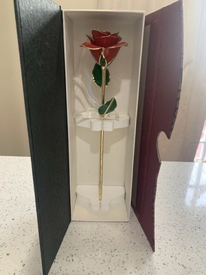 Gold Rose Romantic Metal Figurine Glossy Finish Love Collection in Gift Box